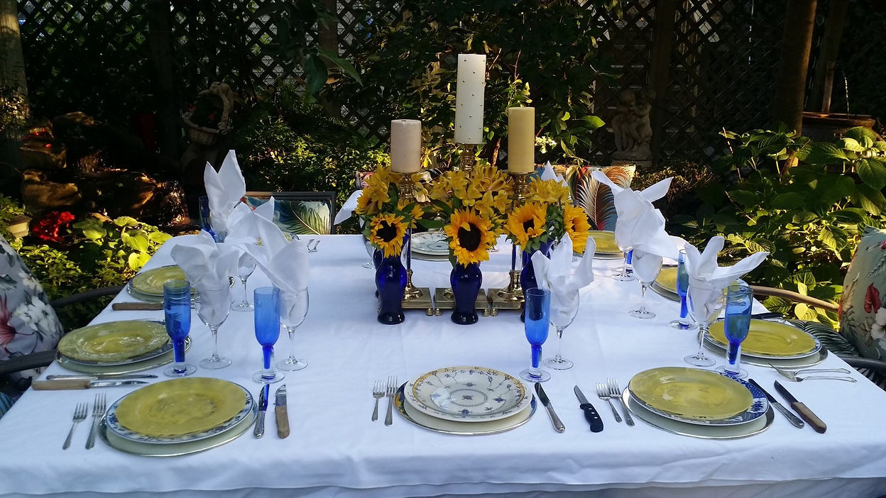 Wedding reception dinner table with floral centerpiece